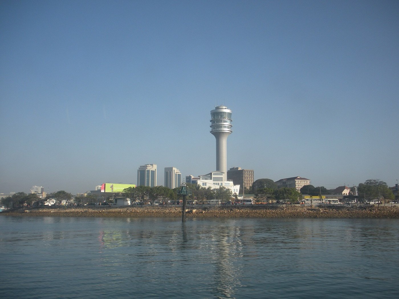 The waterfront skyline of Dar es Salaam seen from the harbour