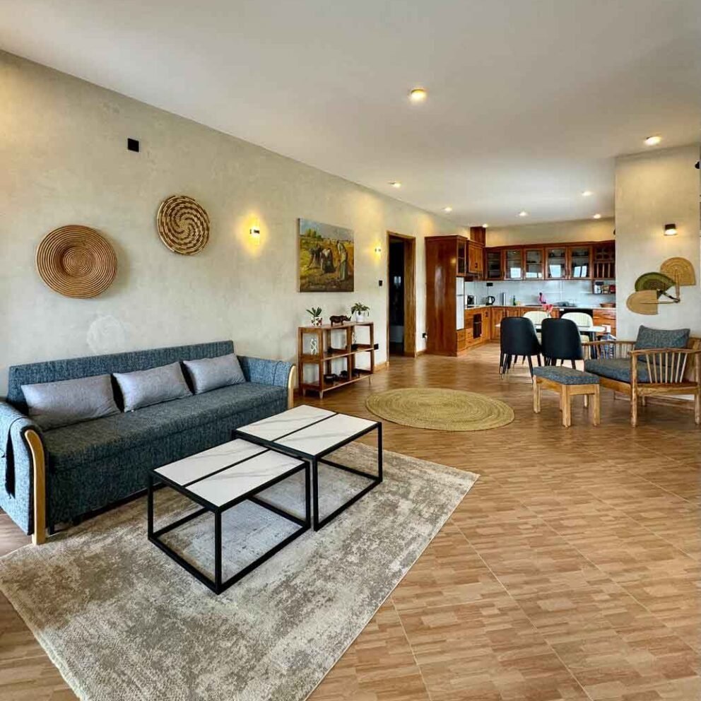 A spacious two-bedroom apartment living room